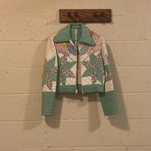Antique quilt patchwork cropped jacket